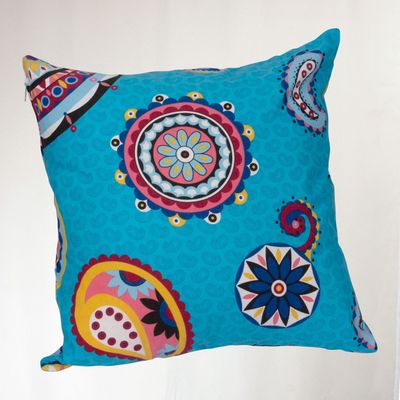 Imagen 2 del producto Set 2 Cojines Lona Española Grecas 50x50 cm Turquesa