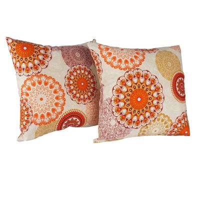 Imagen 1 del producto Set 2 cojines Lona Española Mandala 50x50 cm Naranja