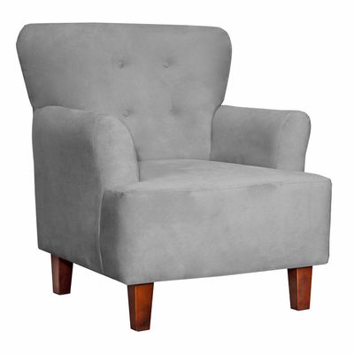 Imagen 2 del producto Poltrona 1c York felpa gris 75x55x92 cm