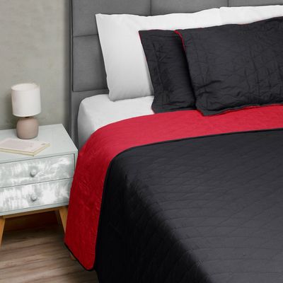 Imagen 2 del producto Quilt Bicolor Masel 2 plazas Negro - Rojo 220 x250
