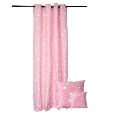 Juego Cortinas + Cojines infant. Estrellita Rosa