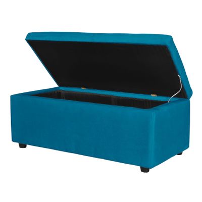 Banqueta Baul Felpa 100 X 50 X 45 azul petroleo