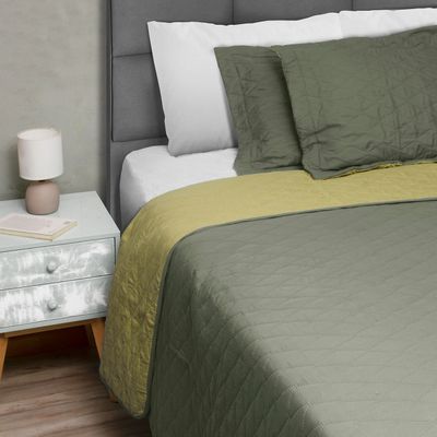 Imagen 2 del producto Quilt Bicolor Masel 2 plazas verde olive - pistacho 220x250
