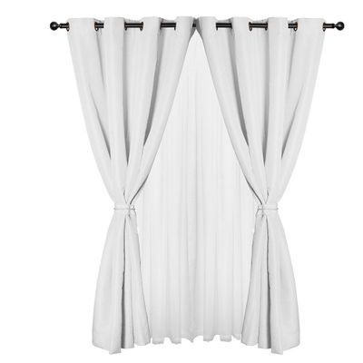 Set Cortinas 8 Piezas Yasmin Blanco