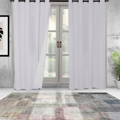 Set 2 Cortinas Black Out Microfibra Blanca 140 x 225