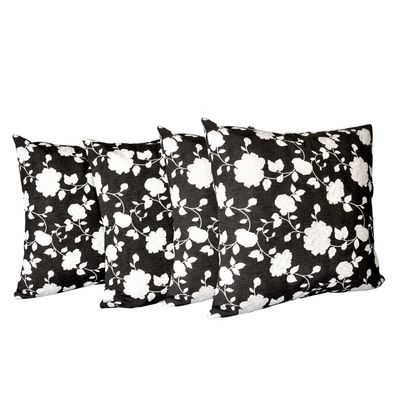 Set 4 Cojines Lona Española Roberta 50x50 cm Negro