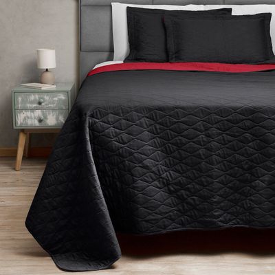 Quilt Bicolor Masel King Negro - Rojo 250x260