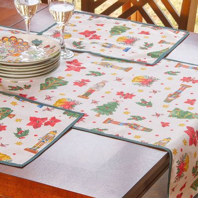 Imagen 2 del producto set Camino de mesa c 6 individuales Lona espa ola estampada Navidad Regalos
