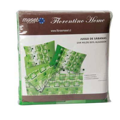 Imagen 2 del producto Juego de Sabanas Cuadros 2.5 plazas Verde
