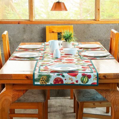 set Camino de mesa c 6 individuales Lona espa ola estampada Navidad Esferas