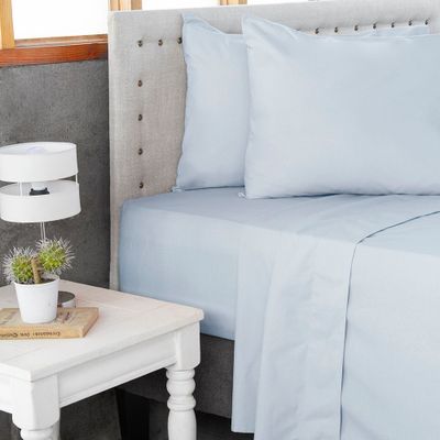 Jgo.Sábanas Polycotton Super King -144 hilos 4 piezas - Celeste