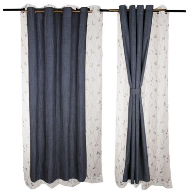 Set Cortinas de ambiente 4pzas B.Out City y velo Bordado Gris Osc