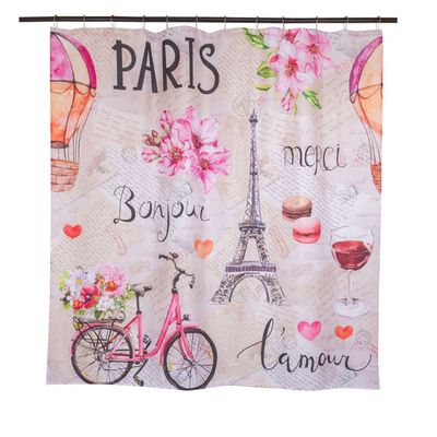 Set Cortina Baño  Paris Bonjour 1.80x1.80 cm.