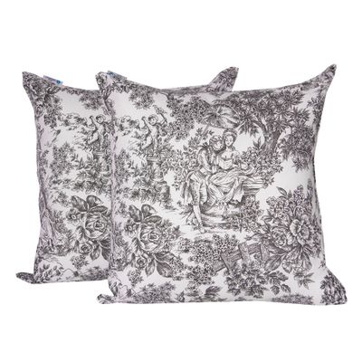 Set 2 Cojines Lona Española 50x50 Paisaje Negro