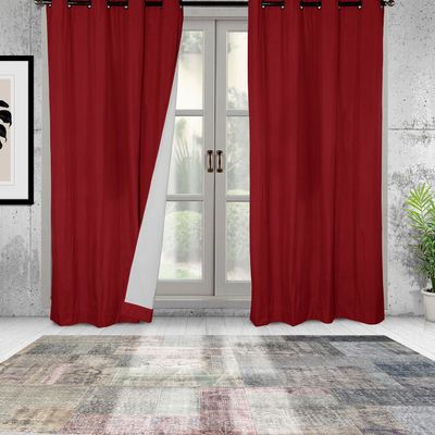 Set 2 Cortinas B.O Microfibra Rojo