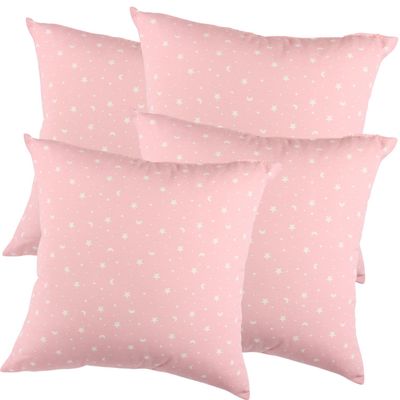 Set 4 Cojines Lona Estrellita Rosa 50x50 cm