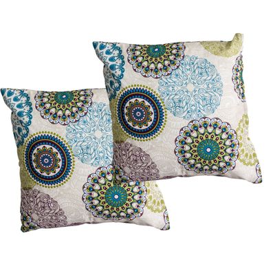 Set 2 cojines Lona Española Mandala 50x50 Verde