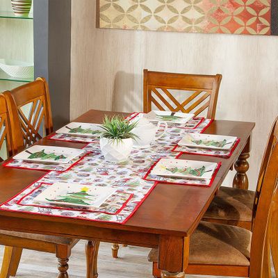 set Camino de mesa c 6 individuales Lona espa ola estampada Navidad Pascueros