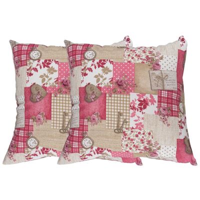 Imagen 2 del producto Set 4  Cojines Tela  40x40   Lona Patchwork   y Felpa  Burdeo