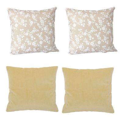 Set 4  Cojines Tela  40x40   Lona Keila  y Felpa  Beige