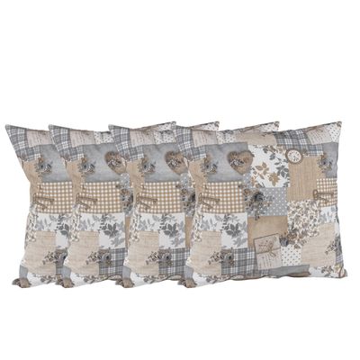 Set 4 cojines Lona Española Patchwork 50x50 Gris