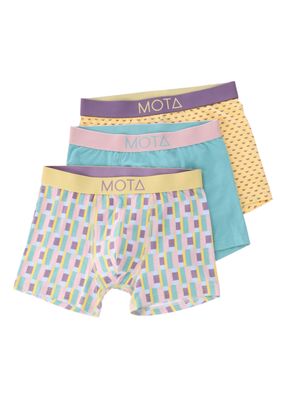 Boxer Medio Pack 3 Algodón Celeste Mota