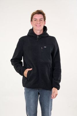 Poleron Micropolar Full Zipper y gorro Negro wi8306 Polemic