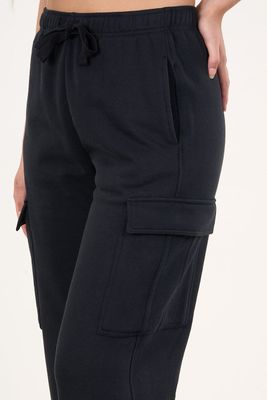 Imagen 2 del producto Pantalon Franela Cargo Wide Leg Negro VW4726 Mujer Polemic