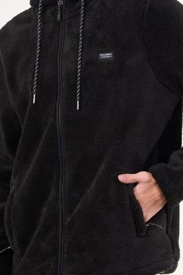 Imagen 2 del producto Poleron Bonded Shaggy con gorro Negro wi8301 Polemic