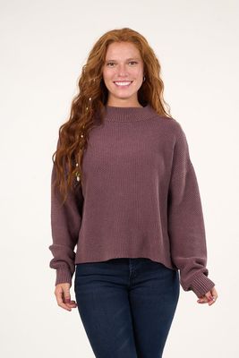 Sweater mujer algodon con proceso Ciruela Polemic