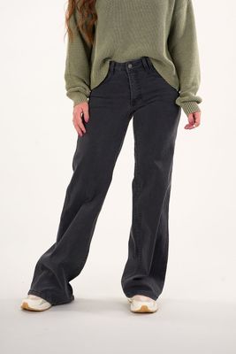 Imagen 2 del producto Pantalon Denim wide leg Negro VW4723 Mujer Polemic