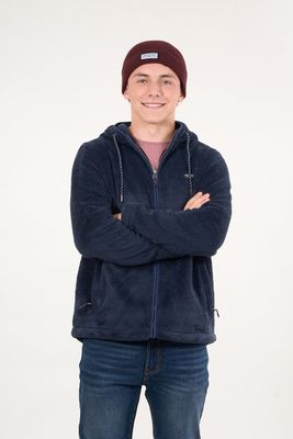 Poleron Bonded Shaggy con gorro Azul wi8301 Polemic