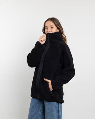 Imagen 2 del producto Poleron mujer Chaqueta de polar cuello alto Sherpa Negro Polemic