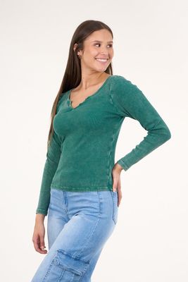 Imagen 2 del producto Polera manga larga rib procesada Verde VW1773 Polemic