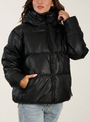 Imagen 2 del producto Parka Puffa P.U Cuello Alto Y Capucha Negro Polemic