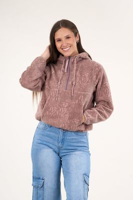 Poleron polar full print medio cierre Malva mujer Polemic