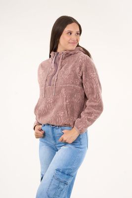 Imagen 2 del producto Poleron polar full print medio cierre Malva mujer Polemic