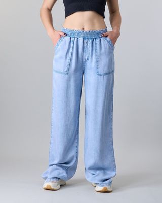 Imagen 2 del producto Pantalon Mujer Tencel cintura elasticada Celeste Polemic