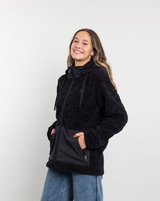 Imagen 2 del producto Poleron mujer Chaqueta polar Sherpa Hot Print Negro Polemic