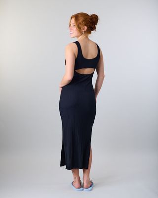 Imagen 2 del producto Vestido largo Negro Halter Rib Fantasy Negro Polemic