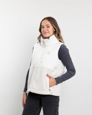 Imagen 2 del producto Poleron mujer Polar sin mangas Vest Sherpa acolchado Crema Polemic