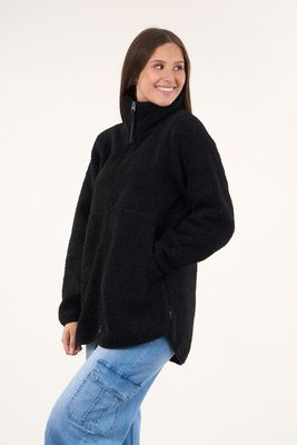 Chaqueta Sherpa bonded cuello alto Negro mujer Polemic