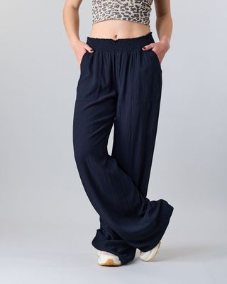 Pantalon Mujer crep cintura elasticada Negro Polemic