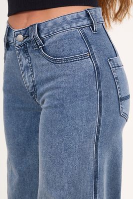 Imagen 2 del producto Pantalon Denim Wide Leg Azul VW4724 Mujer Polemic