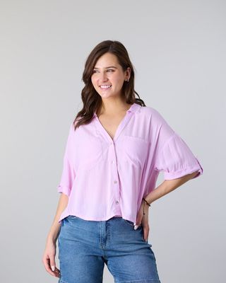 Imagen 2 del producto Blusa Mujer Crep cuello camisero Lila Polemic