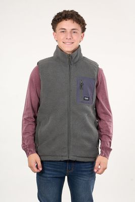 Poleron sin mangas Mini sherpa full cierre Gris wi8314 Polemic