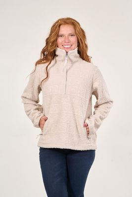 Poleron sherpa hot print medio cierre Crudo mujer Polemic