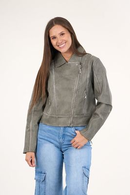 Imagen 2 del producto Chaqueta biker PU procesada Verde VW9748 Polemic