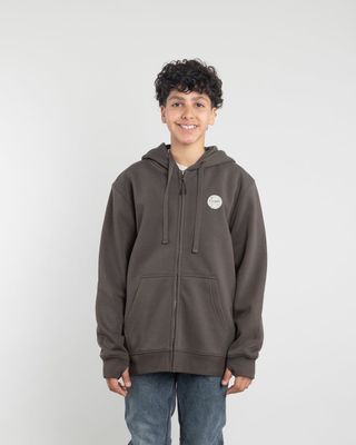 Imagen 2 del producto Poleron con cierre y gorro Invierno Café niño POLEMIC