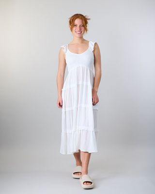 Vestido largo Smock Crep Blanco Polemic